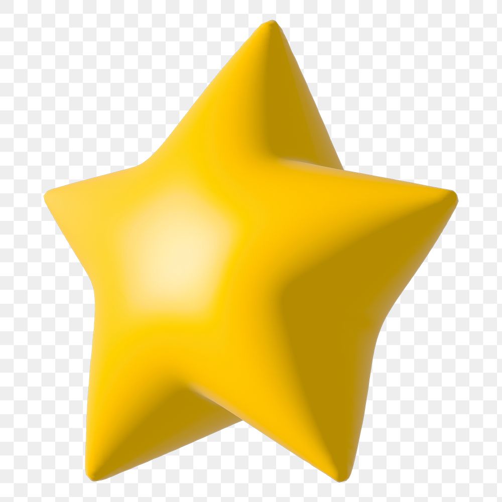 Png yellow star 3D illustration, transparent background