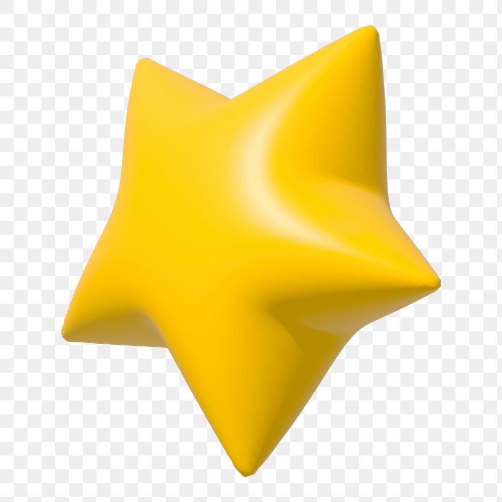 Png yellow star 3D illustration, transparent background