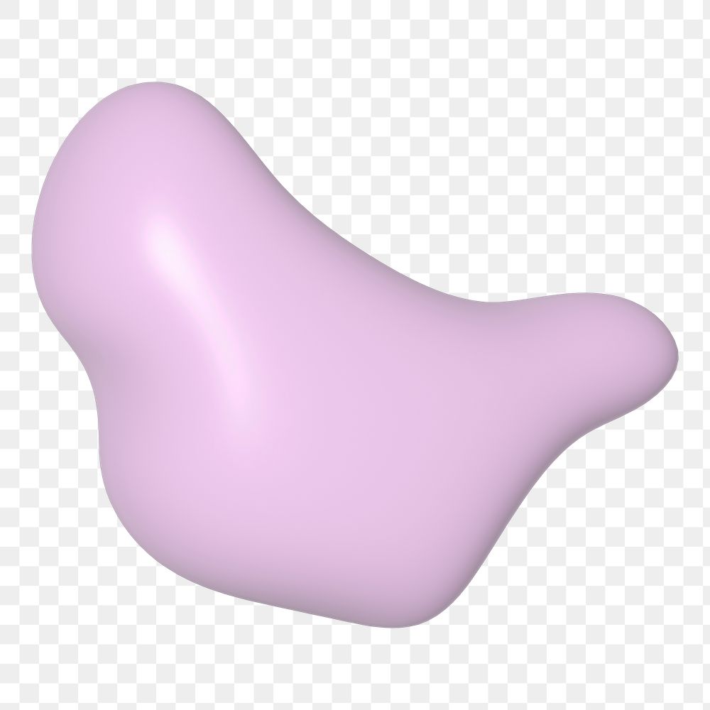 Png pastel purple 3D blob, transparent background