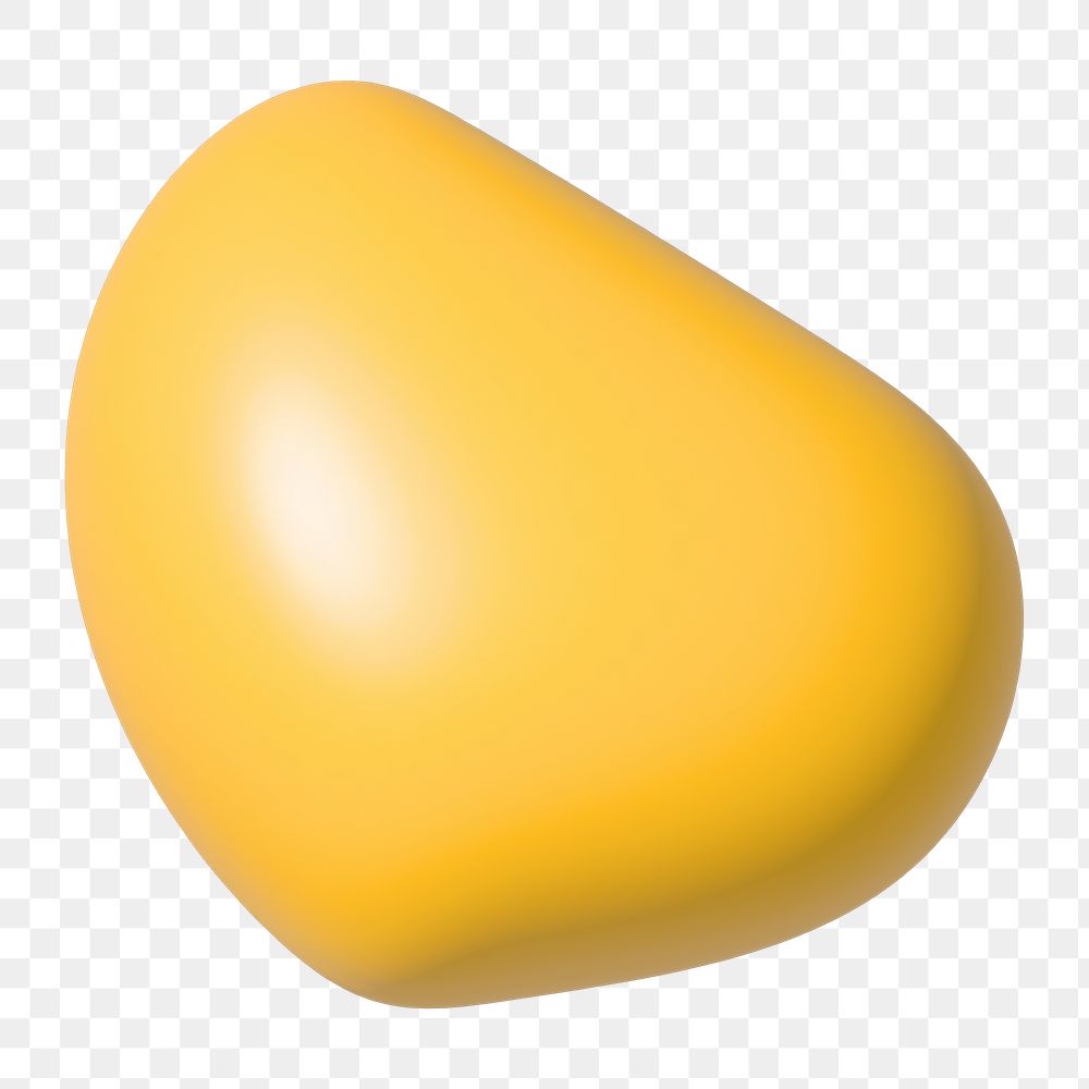 3D yellow blob png , transparent background