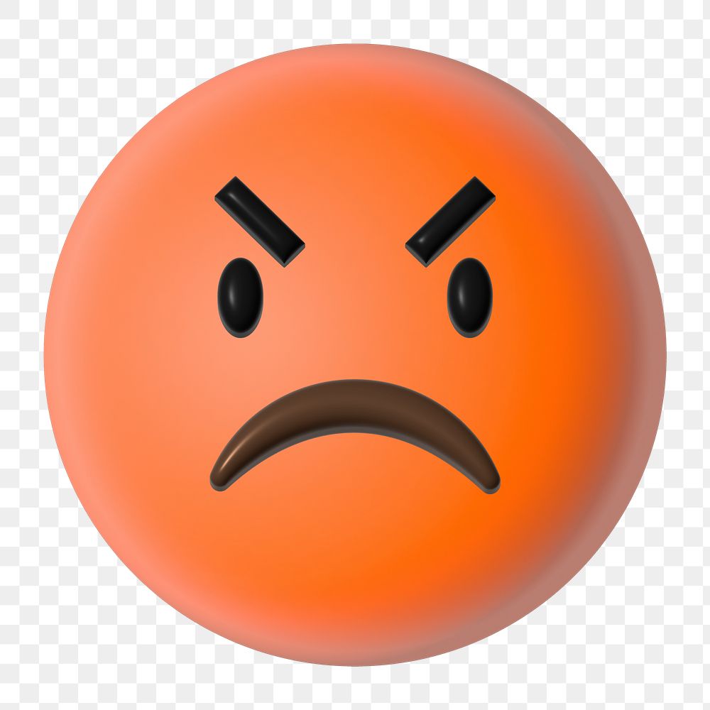 Png angry read face 3D emoticon, transparent background