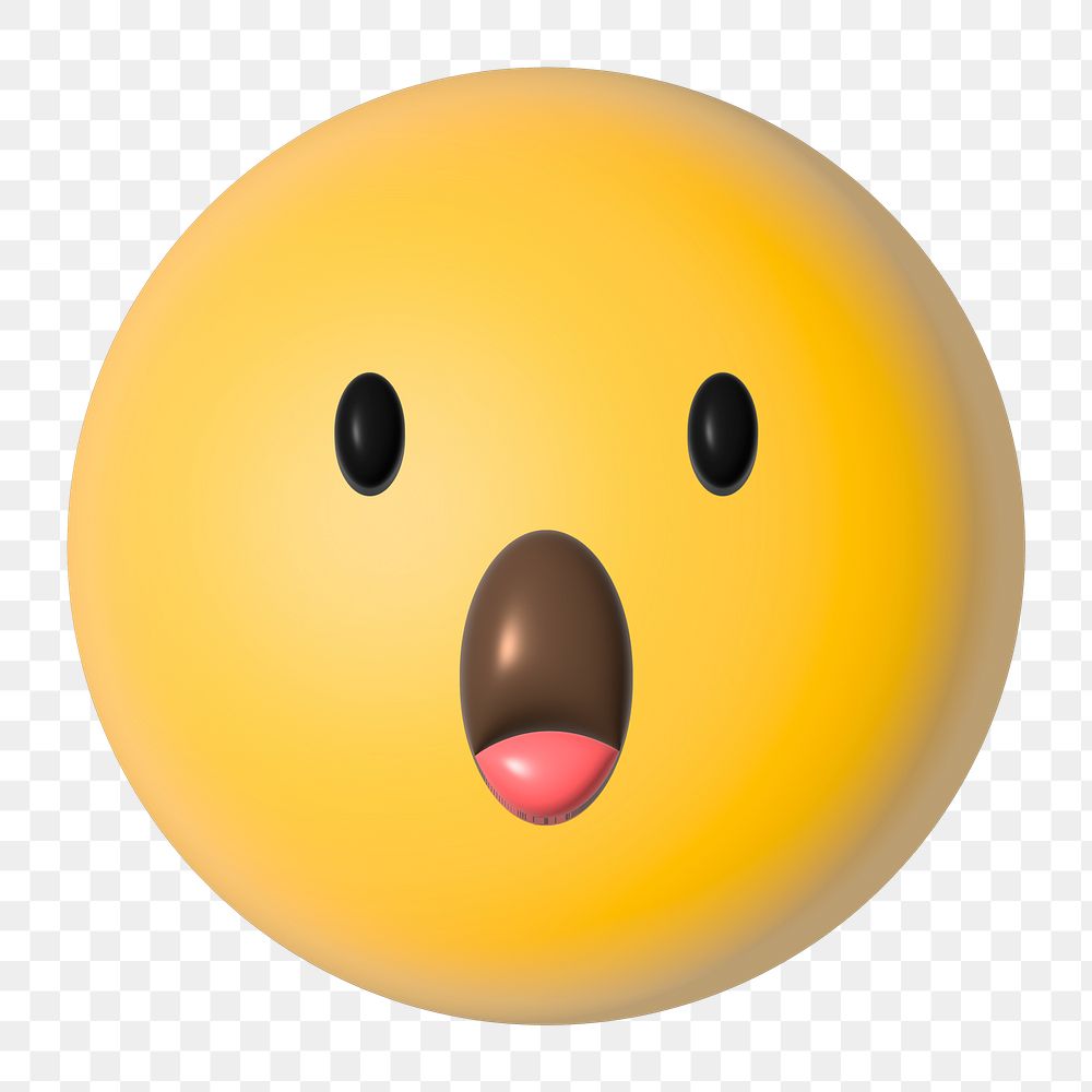 Png face with open mouth emoticon, transparent background