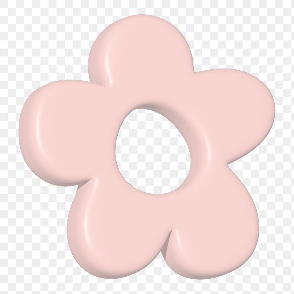 3D flower illustration png in pastel pink, transparent background