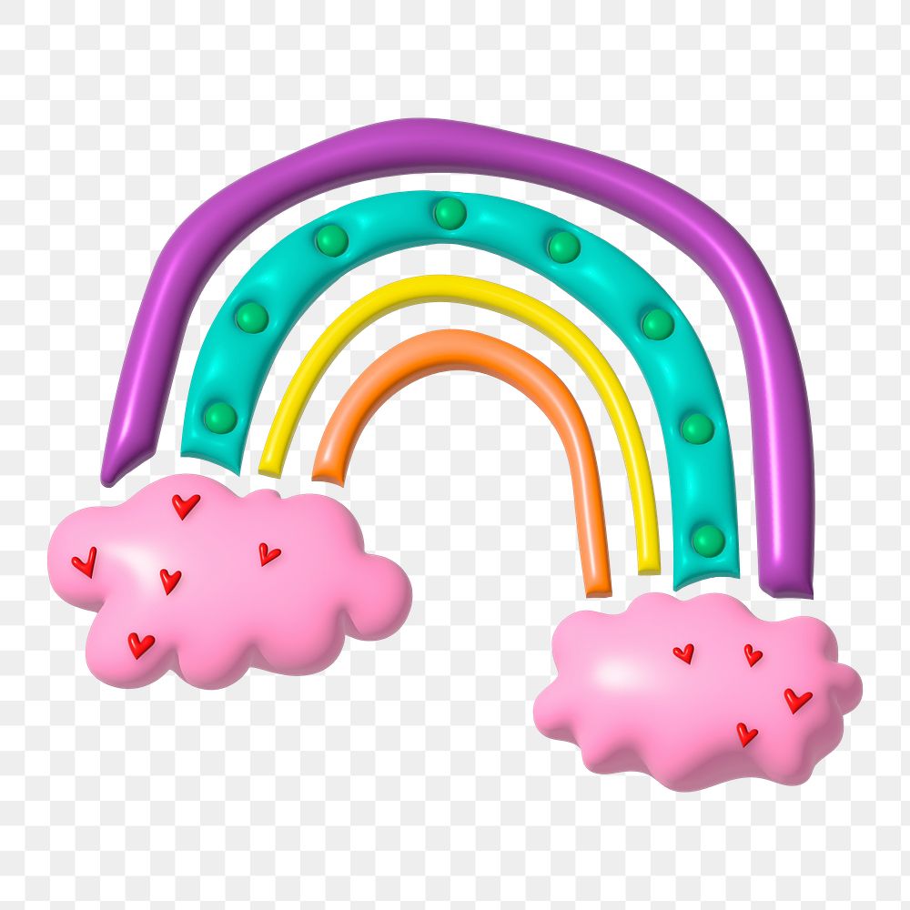 Rainbow 3D illustration png, transparent background