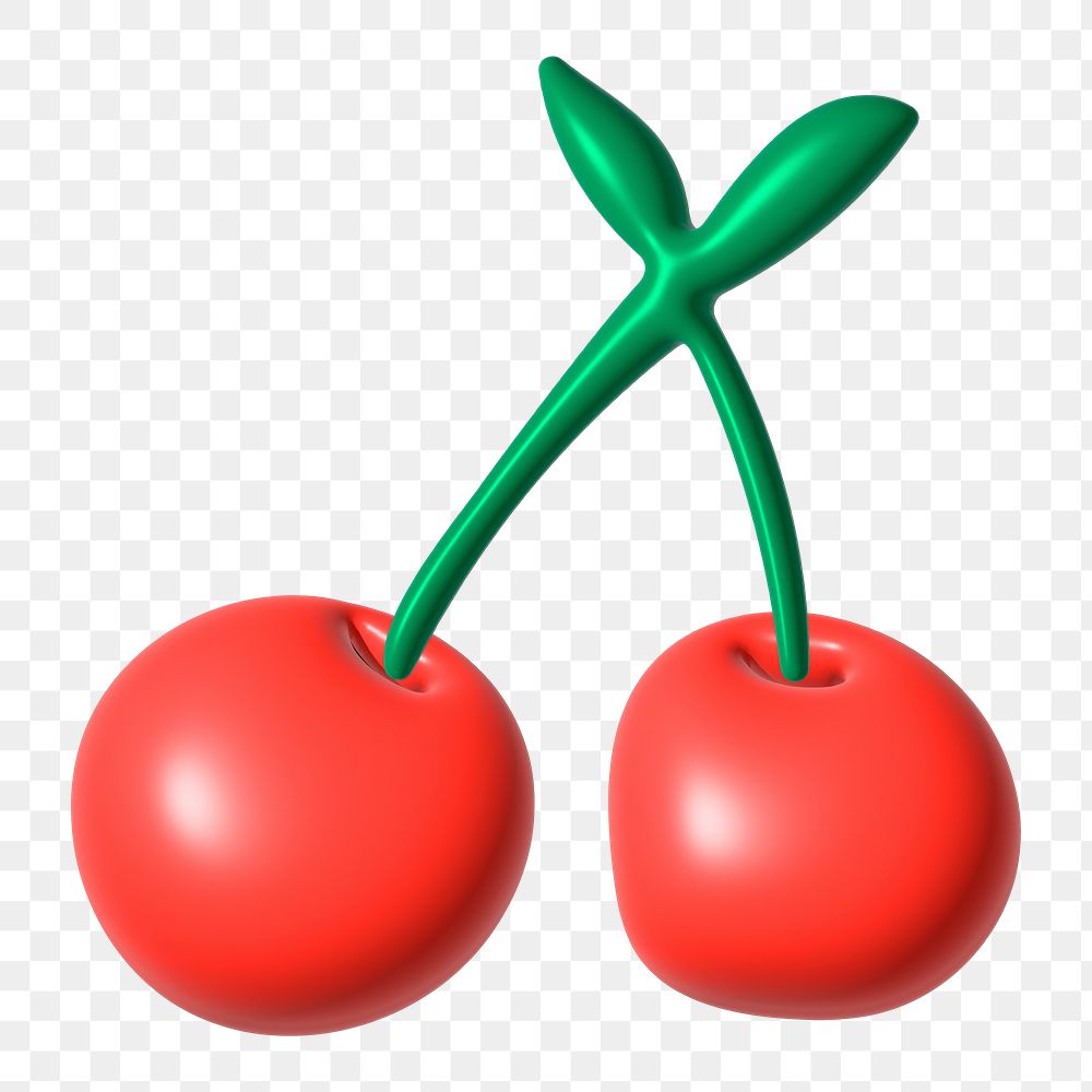 Cherry 3D illustration png, transparent background