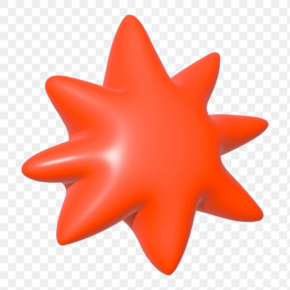 Png red star 3D illustration , transparent background