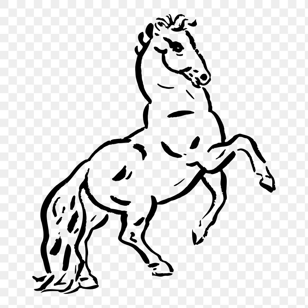 Horse png sticker, drawing illustration, transparent background