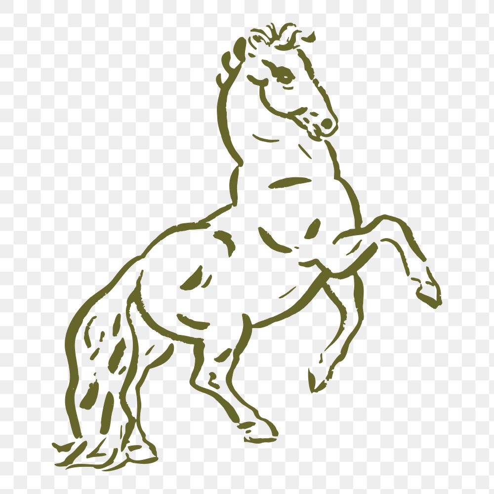 Rearing horse png sticker, drawing illustration, transparent background
