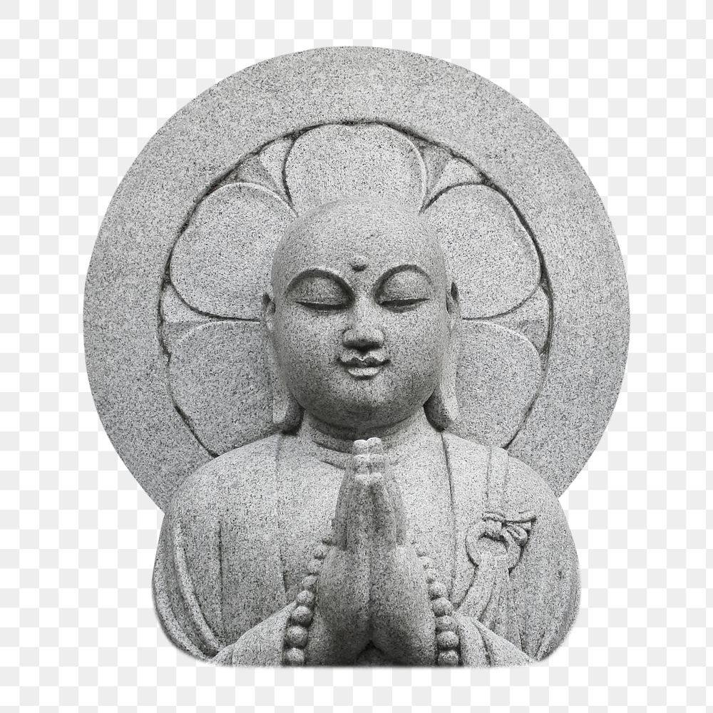 Japanese Buddha sculpture  png sticker, transparent background