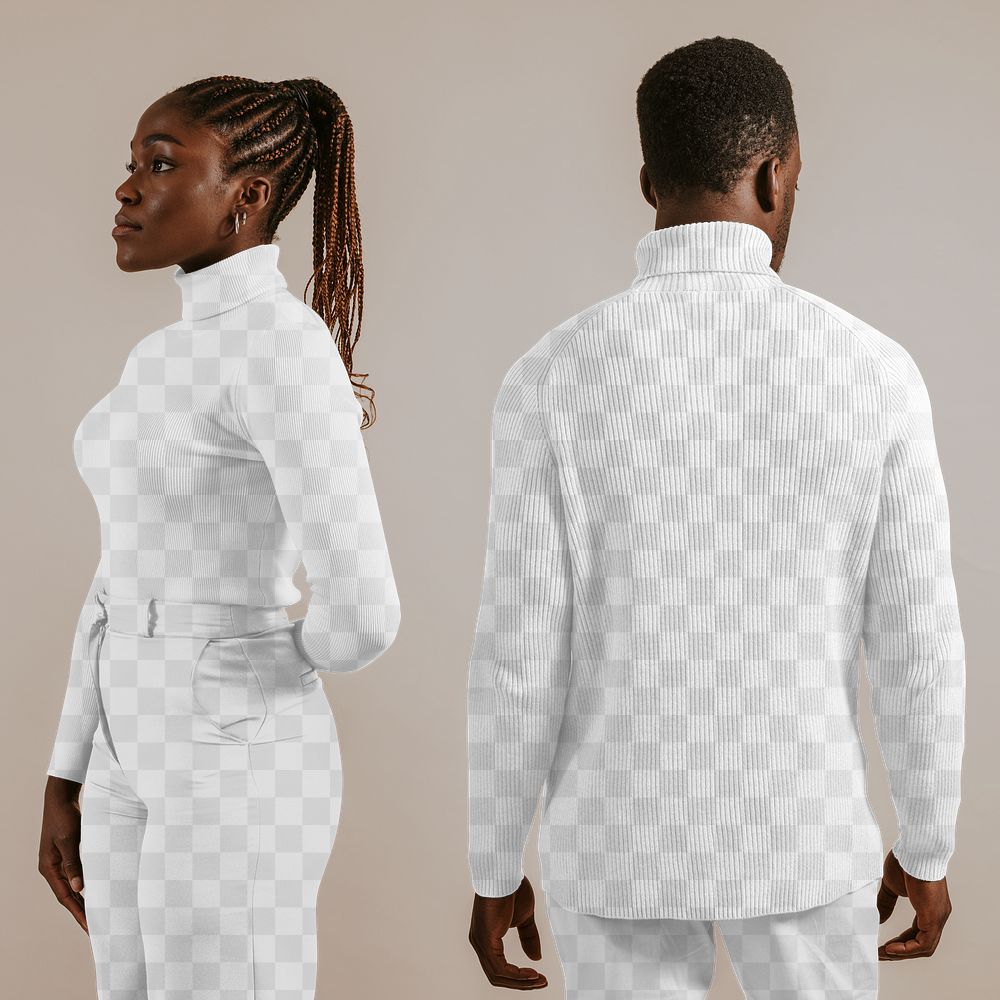 Turtleneck tops png transparent mockup, Autumn fashion