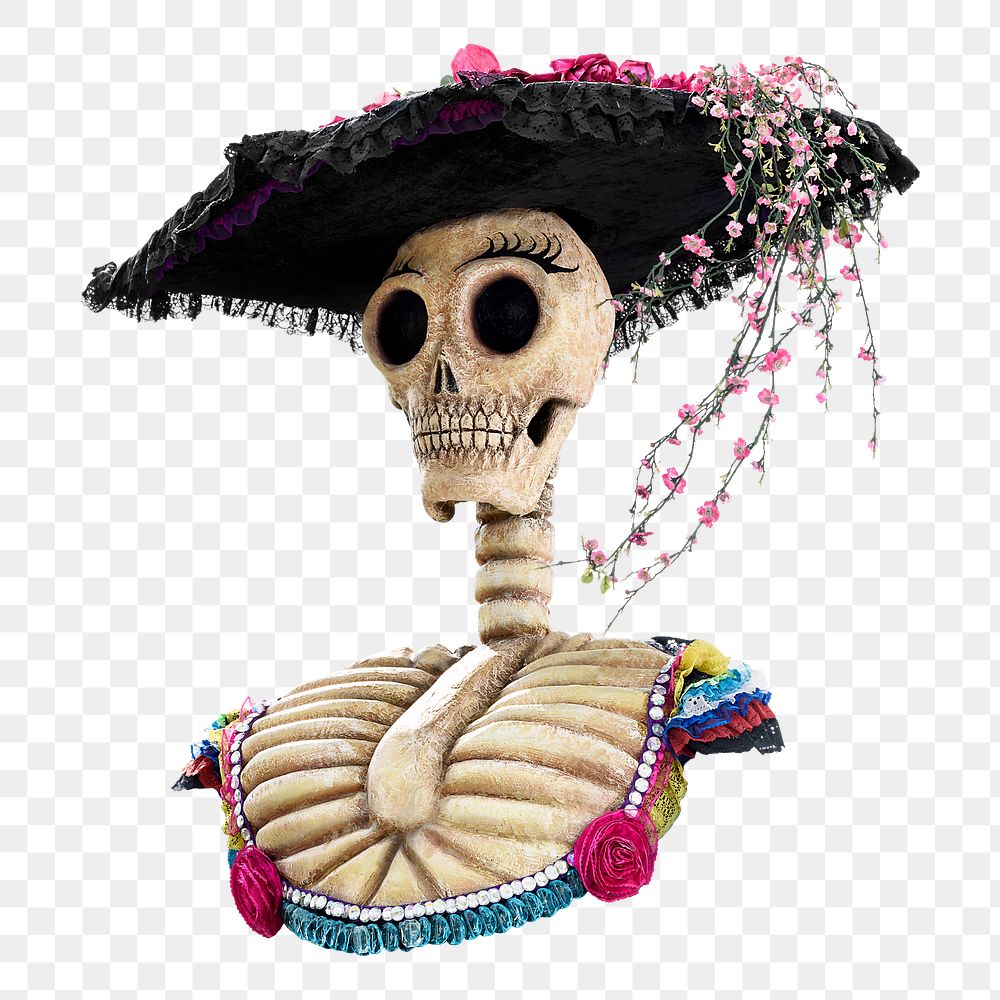 Skeleton statue png sticker, transparent background