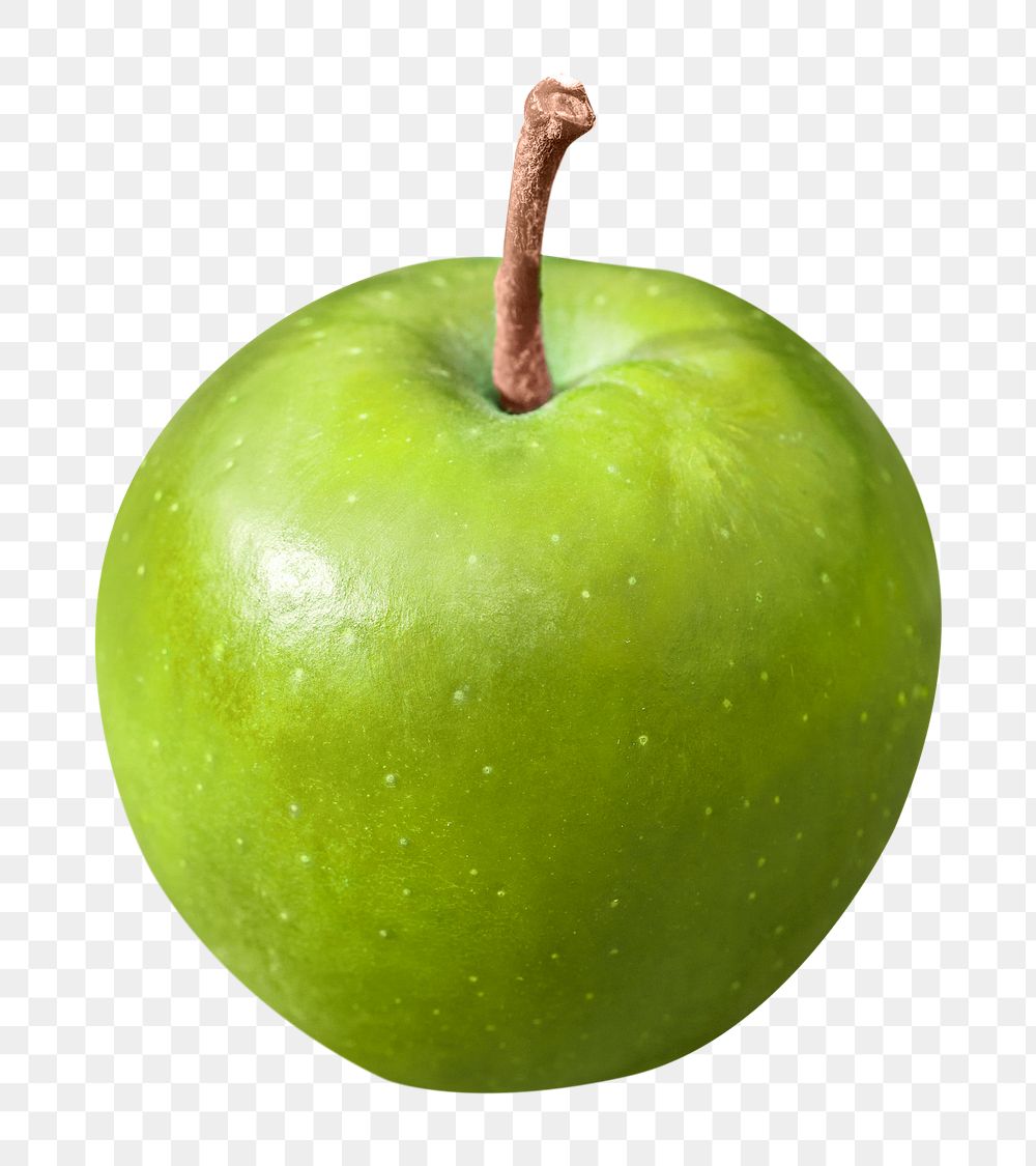 Green apple png sticker, transparent background