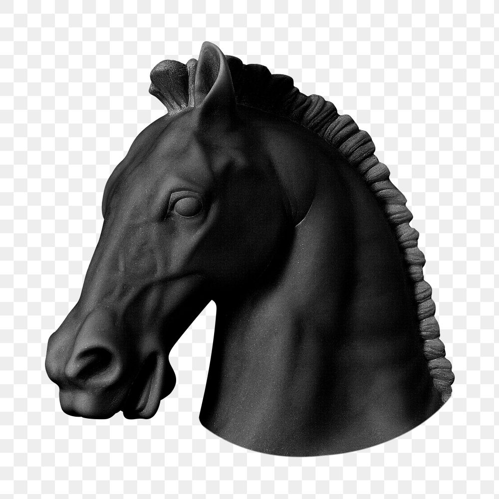 Horse head statue png sticker, transparent background