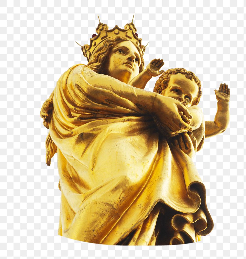 Png Mother and daughter statue sticker, transparent background