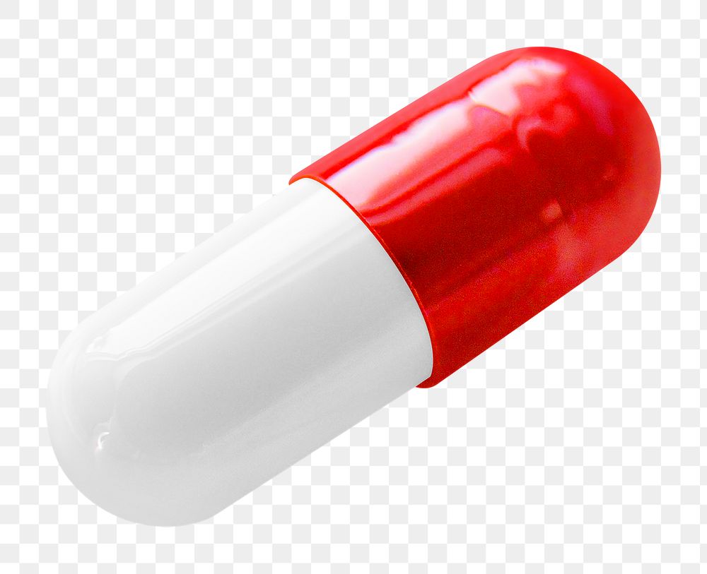 Red capsule png sticker, transparent background