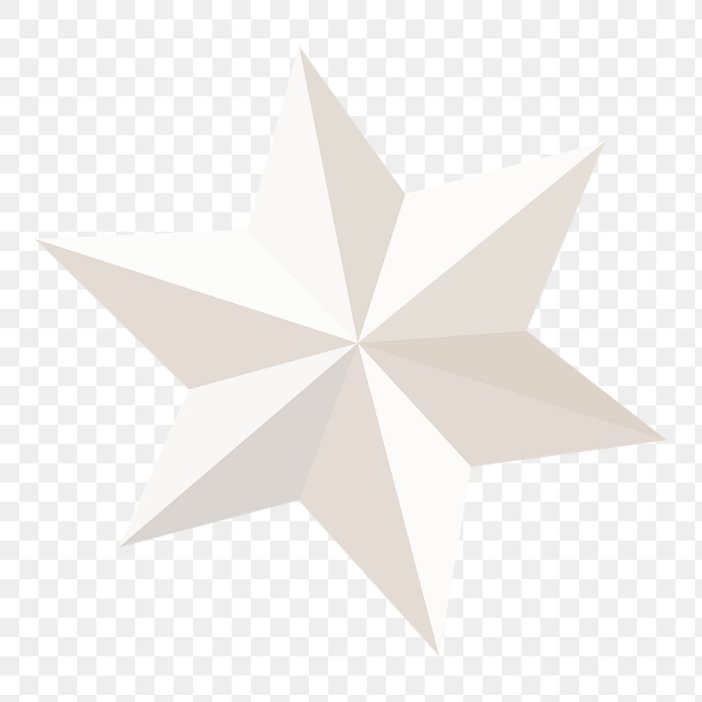 PNG 3D white hexagram sticker, star element, transparent background