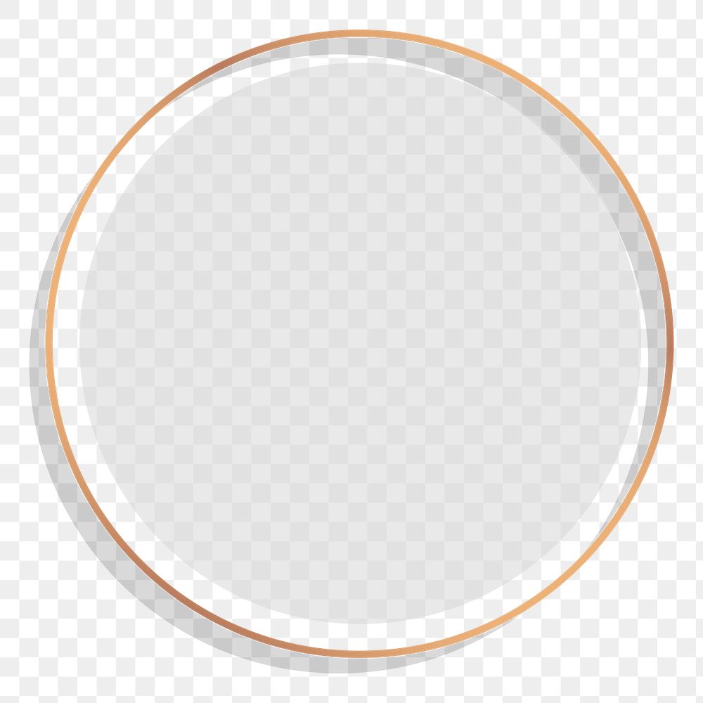 Round badge png gold frame sticker, transparent background