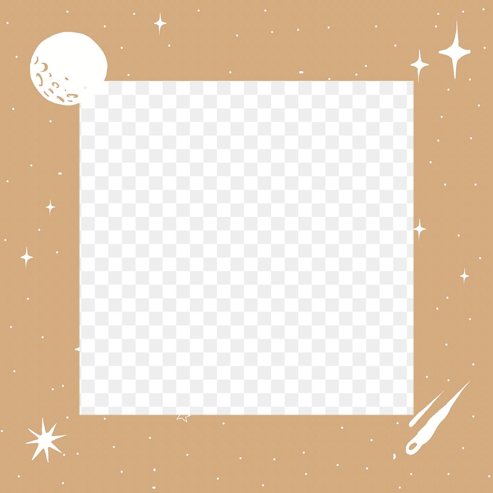 Celestial doodle png frame sticker, transparent background