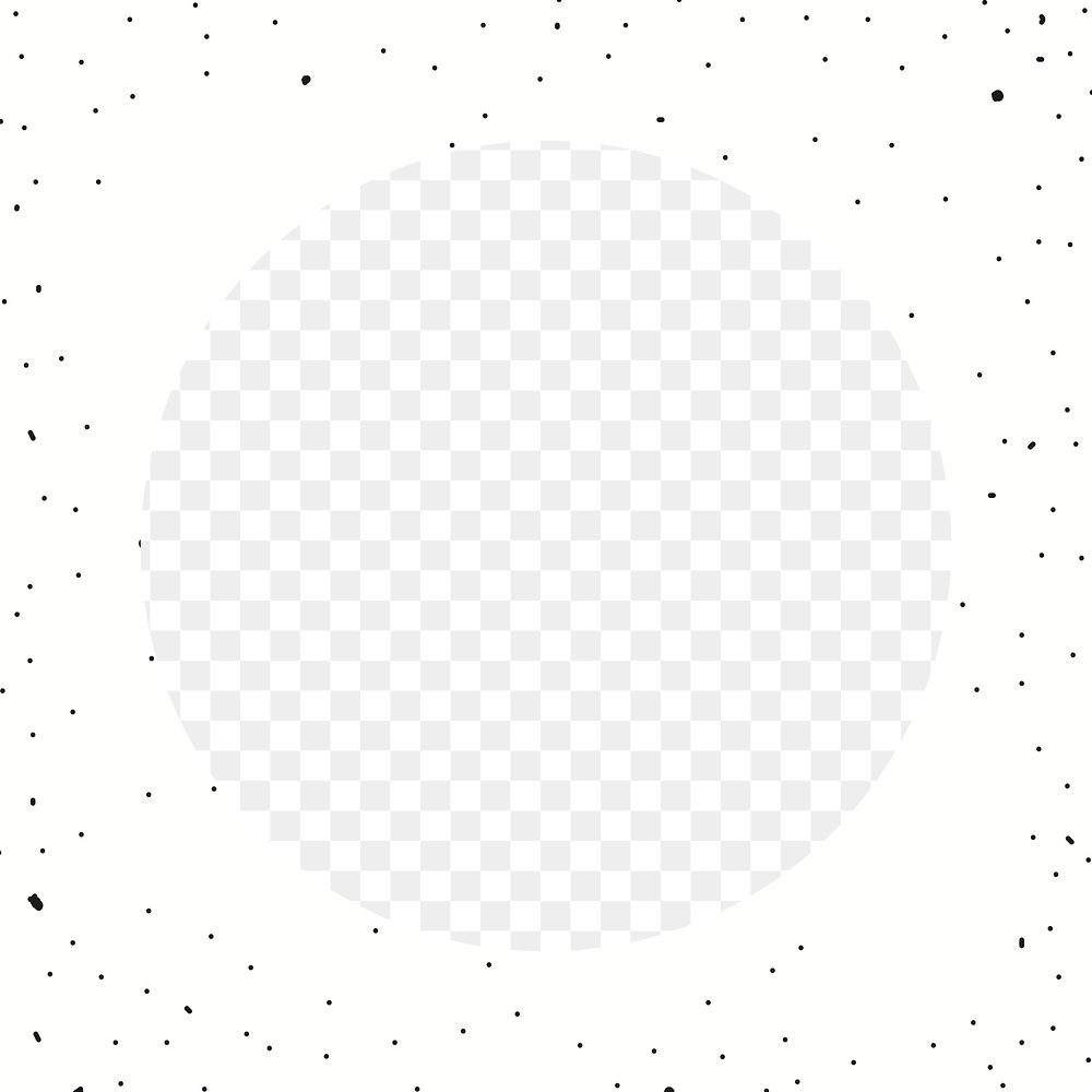 Circle png frame shape sticker, black & white, transparent background
