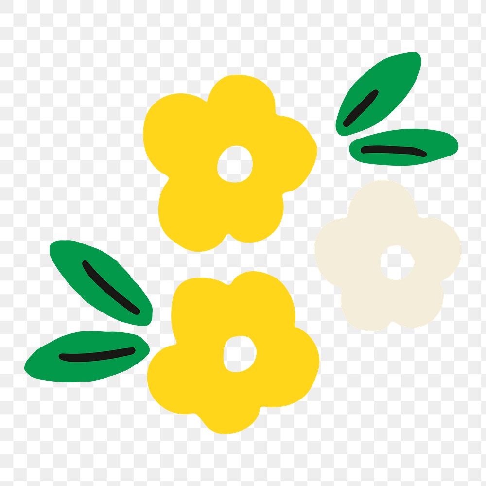 Flower png doodle sticker, transparent background