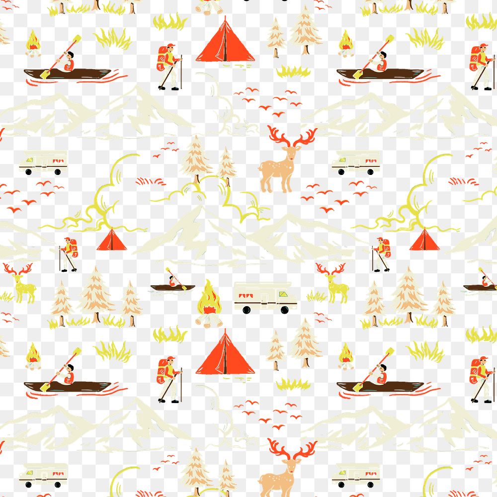 Png camping site illustration pattern, transparent background