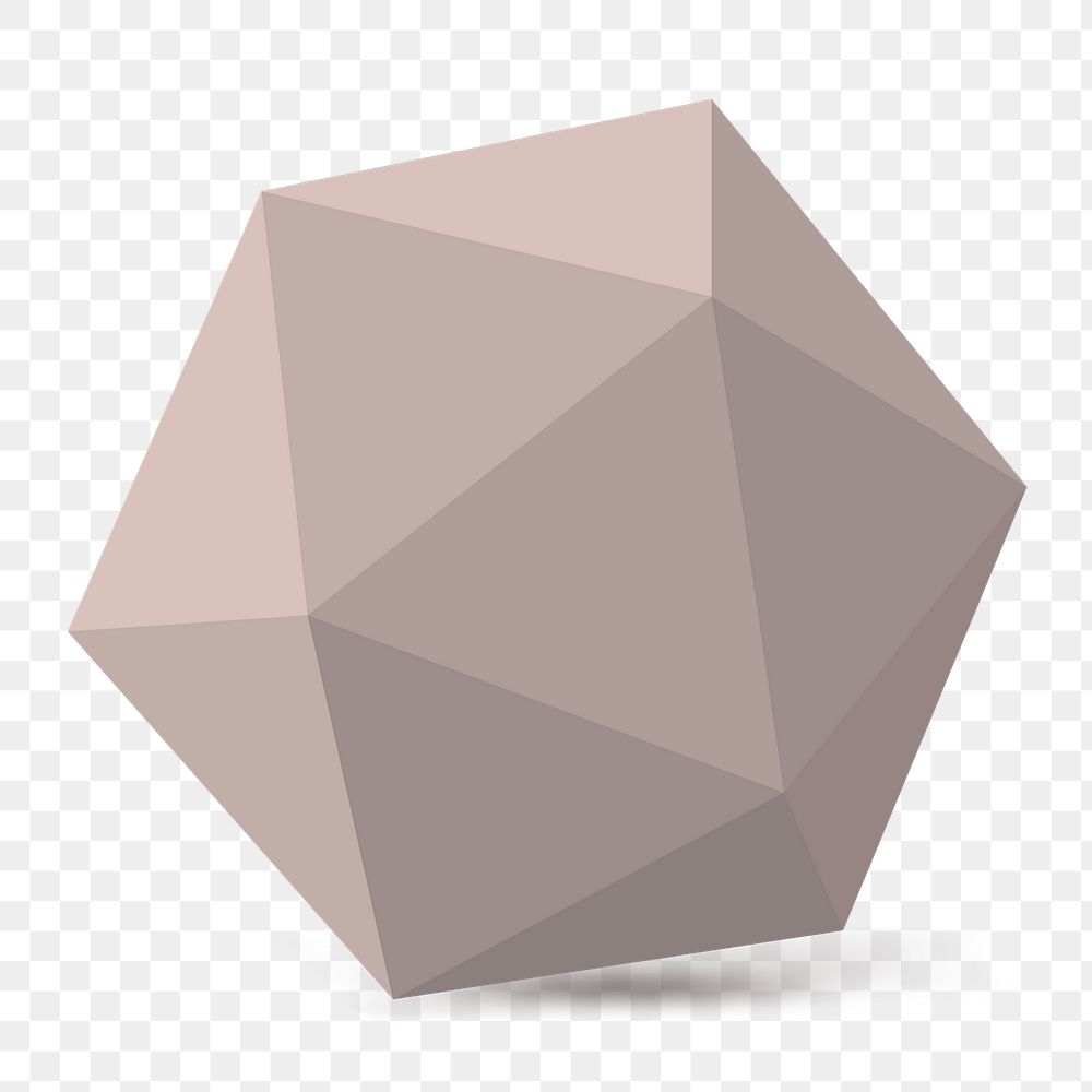 Icosahedron png sticker, 3D geometric shape, transparent background