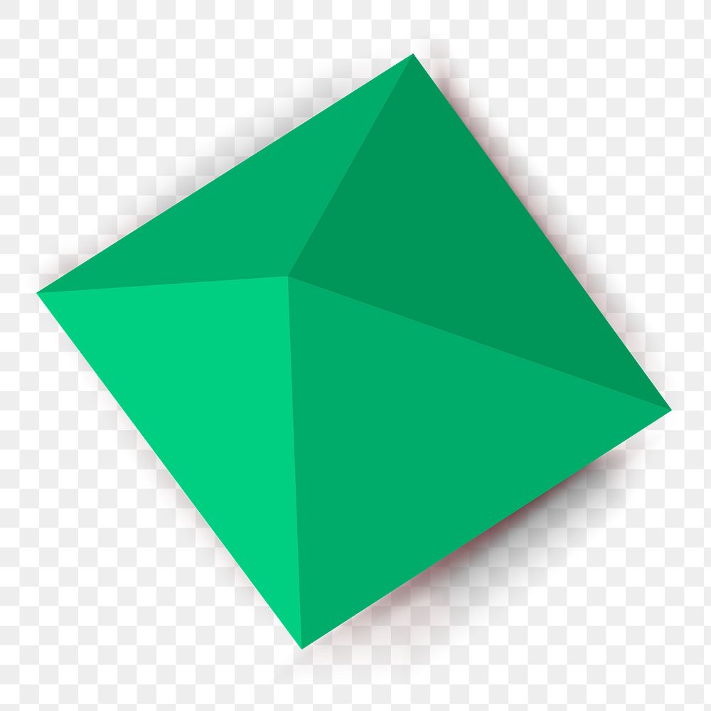 Green pyramid png sticker, 3D geometric shape, transparent background