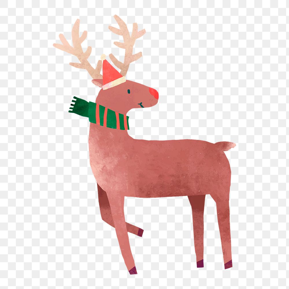 Reindeer illustration  png sticker, transparent background