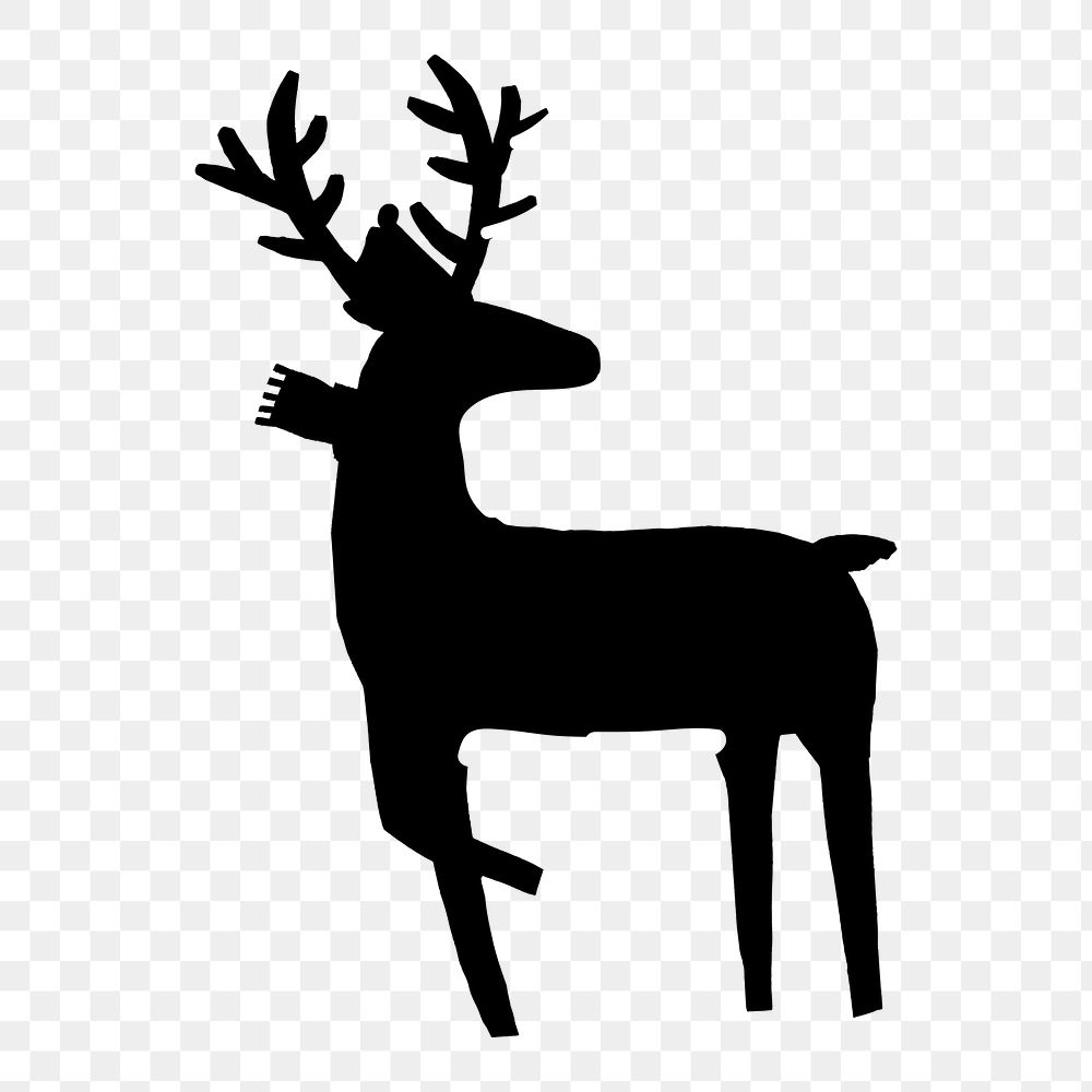 Reindeer silhouette png sticker, transparent background