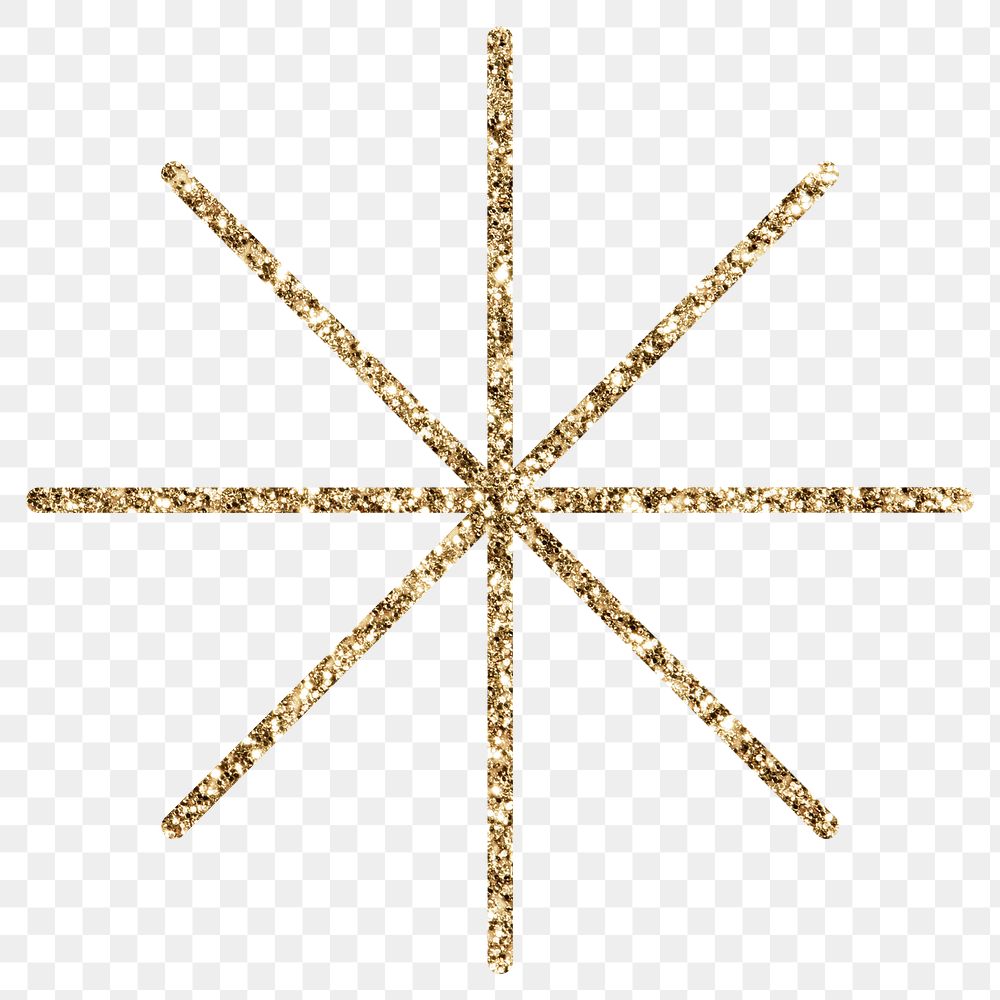 Gold asterisk png sticker, glitter design, transparent background