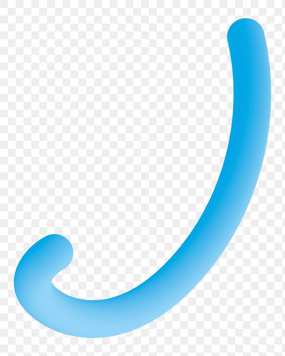 3D blue squiggle png gradient shape sticker, transparent background