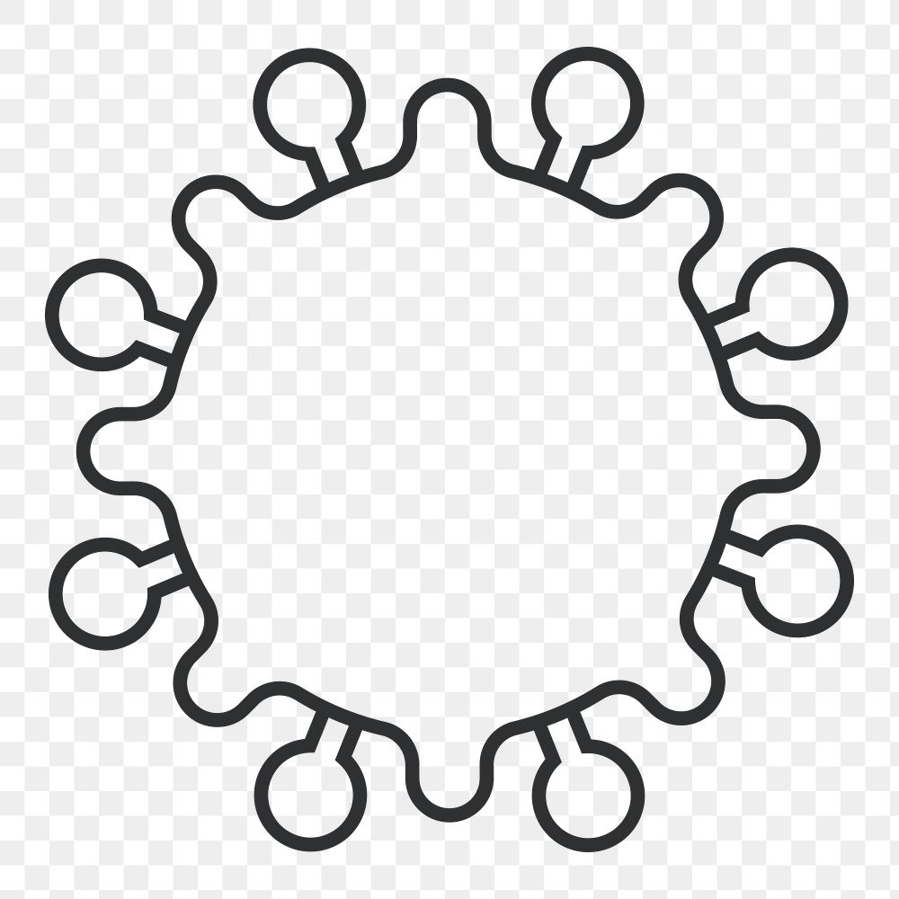 COVID-19 virus png ultrastructure outline graphic, transparent background