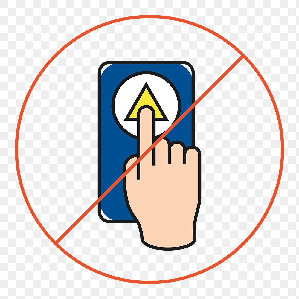 Social distancing sign png sticker, do not directly press elevator's button, transparent background