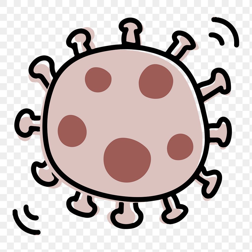 COVID-19 virus png ultrastructure, doodle graphic, transparent background