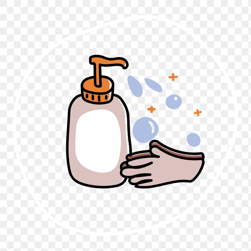 Hand using sanitizer png sticker, COVID-19 prevention graphic, transparent background