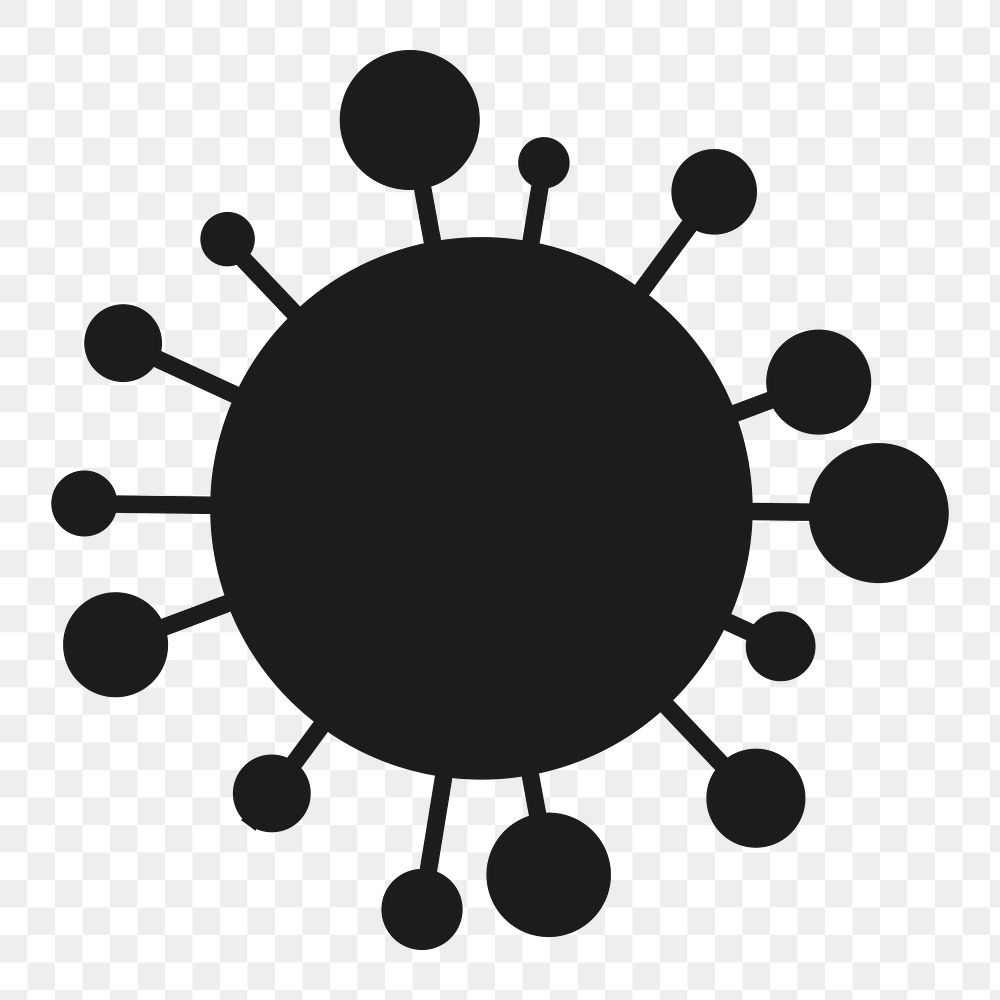 COVID-19 virus ultrastructure png sticker, silhouette graphic, transparent background