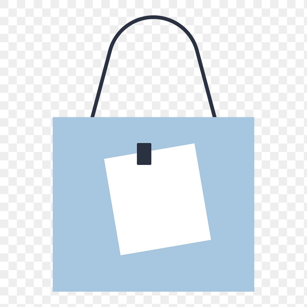 Blue shopping bag png sticker, note paper, transparent background