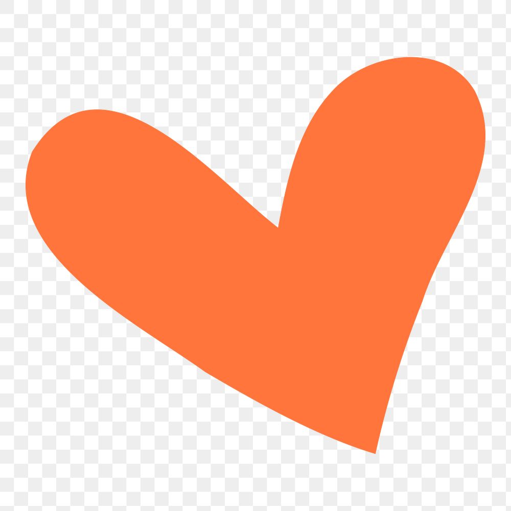 Orange heart png sticker, cute shape graphic, transparent background