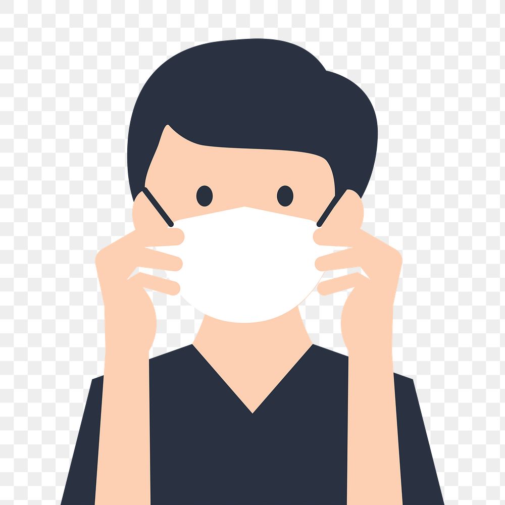 Man wearing png COVID-19 face mask illustration, transparent background