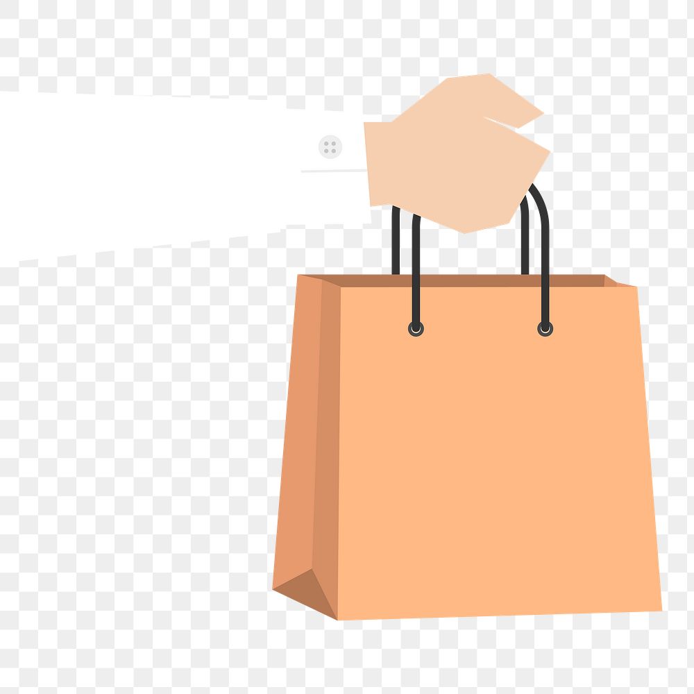 Hand holding png shopping bag graphic, transparent background