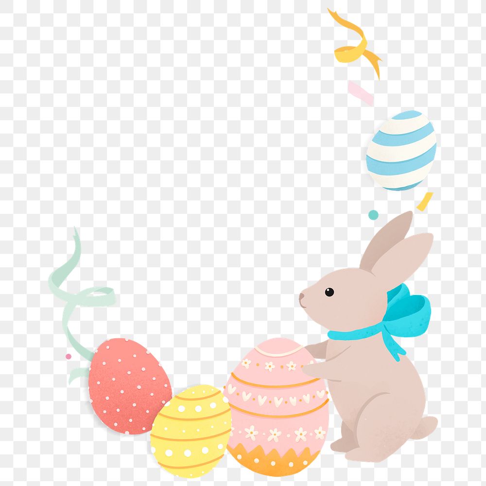 Png Easter bunny border sticker, cute illustration, transparent background