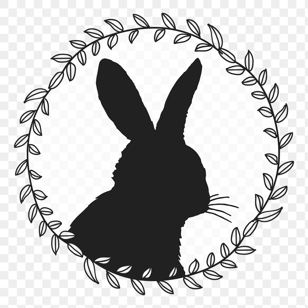 Bunny silhouette png sticker badge, transparent background