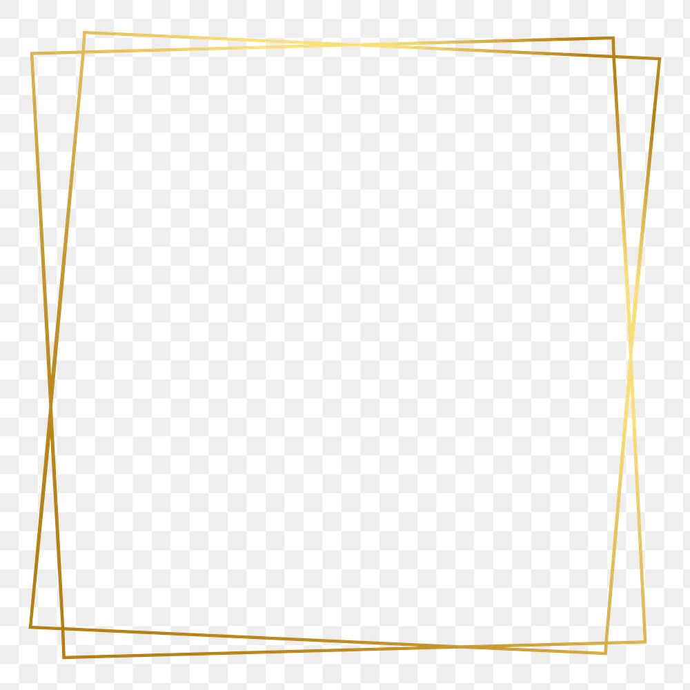 Gold frame png sticker, thin line, transparent background