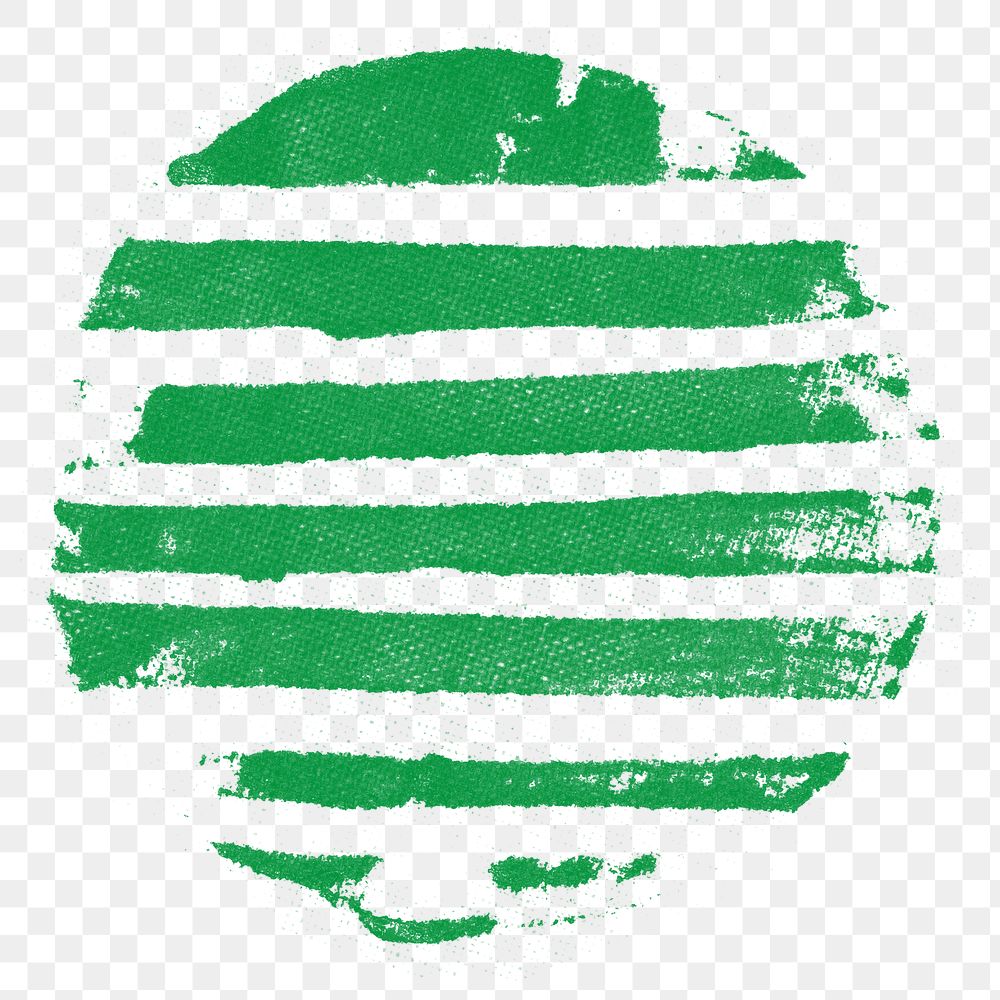 Striped green badge png paint texture sticker, transparent background