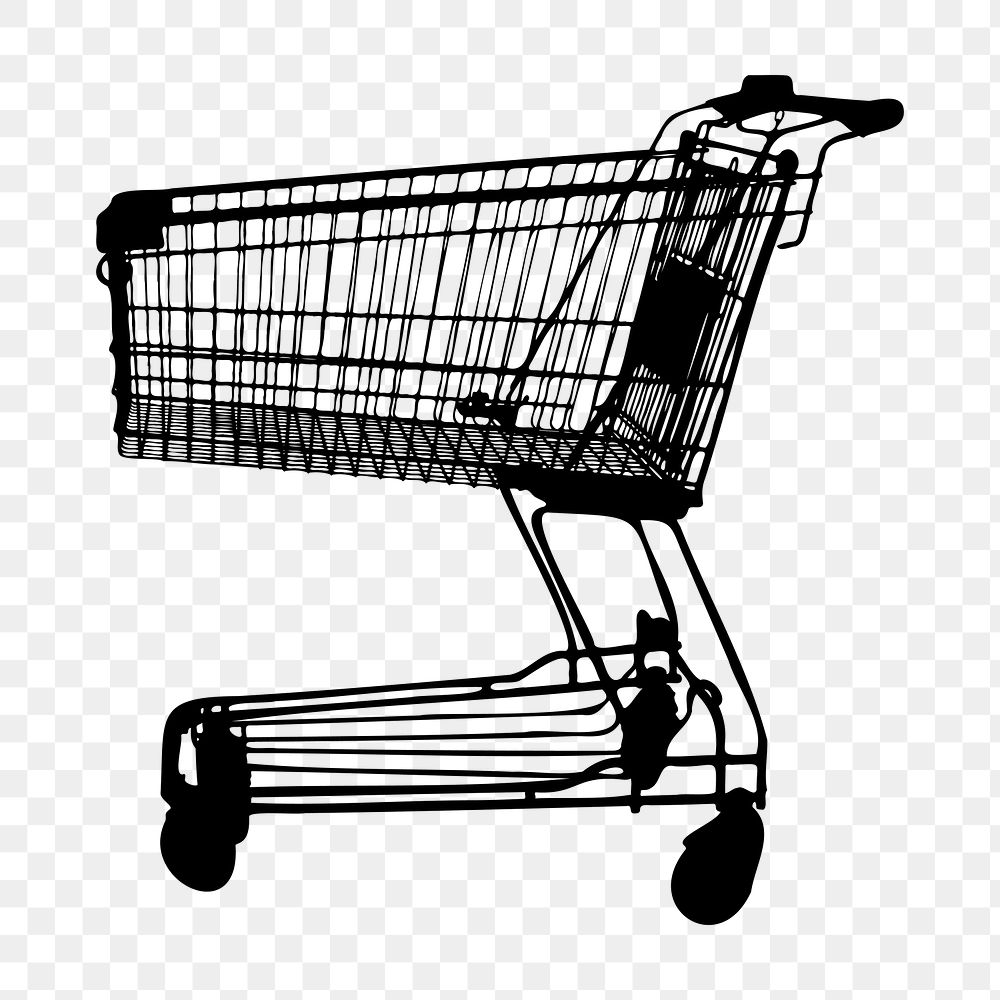 Shopping cart png illustration, transparent background. Free public domain CC0 image.