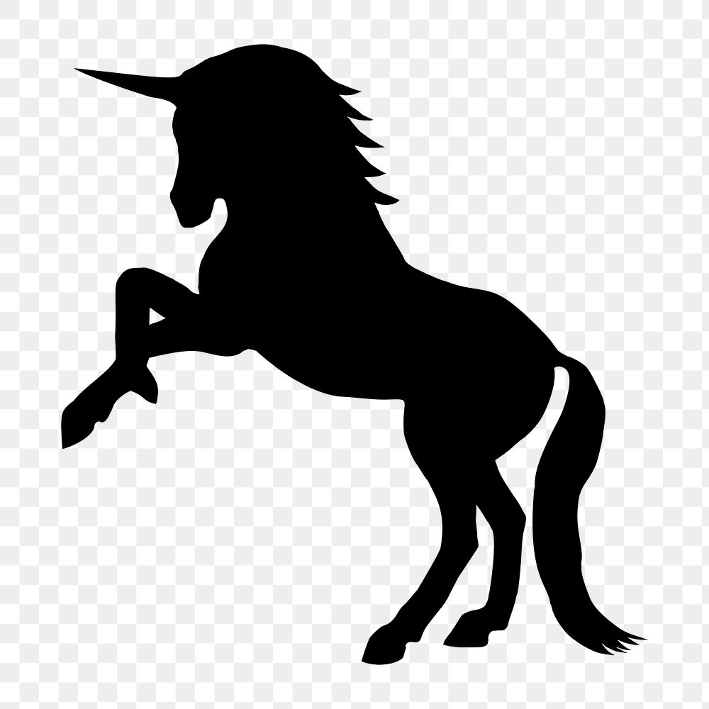 Silhouette unicorn  png clipart illustration, transparent background. Free public domain CC0 image.