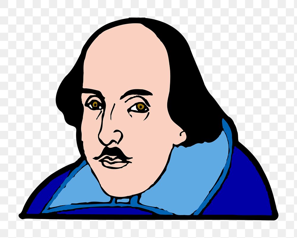 William Shakespeare png clipart illustration, transparent background. Free public domain CC0 image.