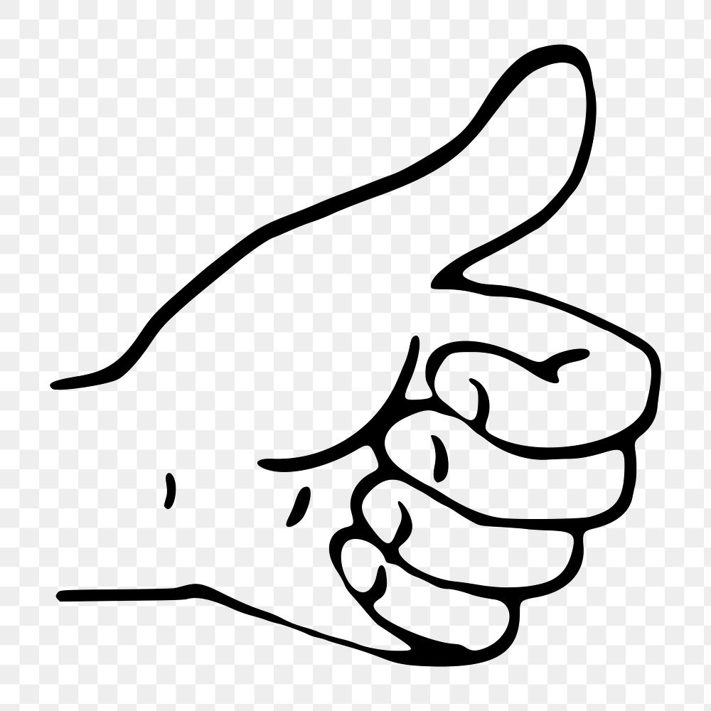 Thumbs up  png clipart illustration, transparent background. Free public domain CC0 image.