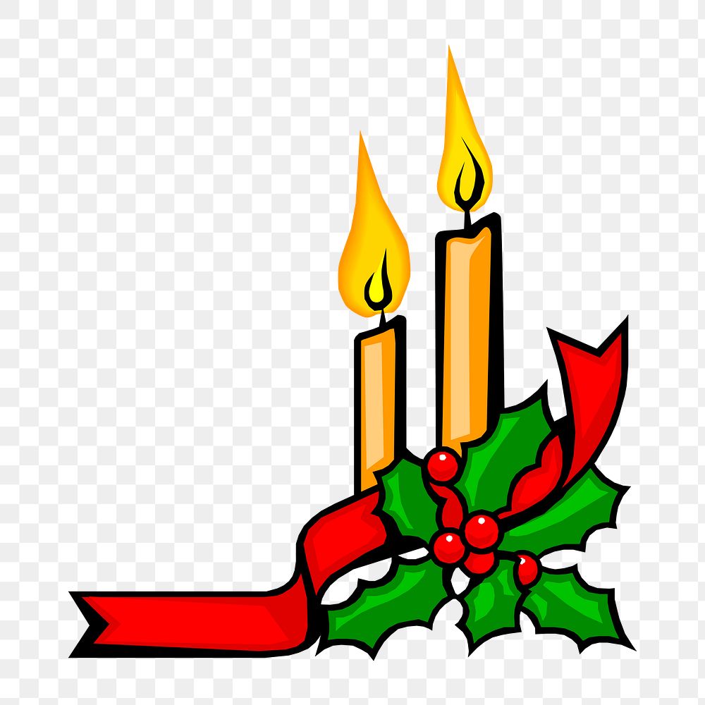 Christmas candle png illustration, transparent background. Free public domain CC0 image.