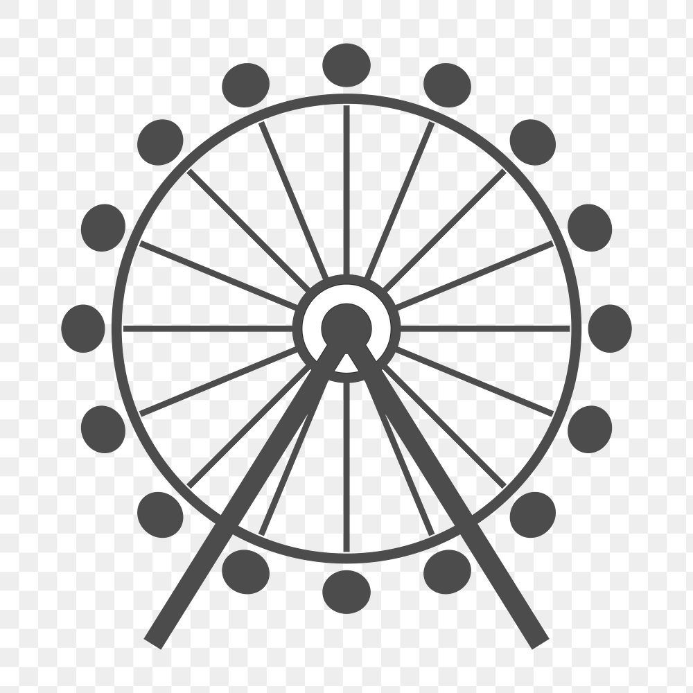 Silhouette ferris wheel  png clipart illustration, transparent background. Free public domain CC0 image.